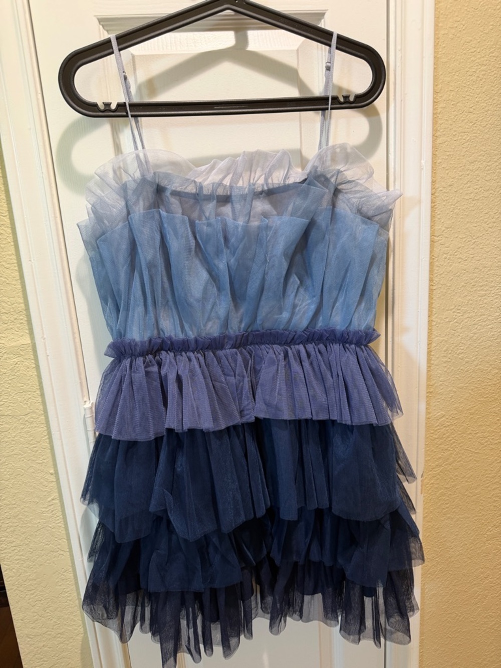 Storia Blue Tiered Tulle Mini Dress
